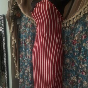 Chic Red and White Striped Dress